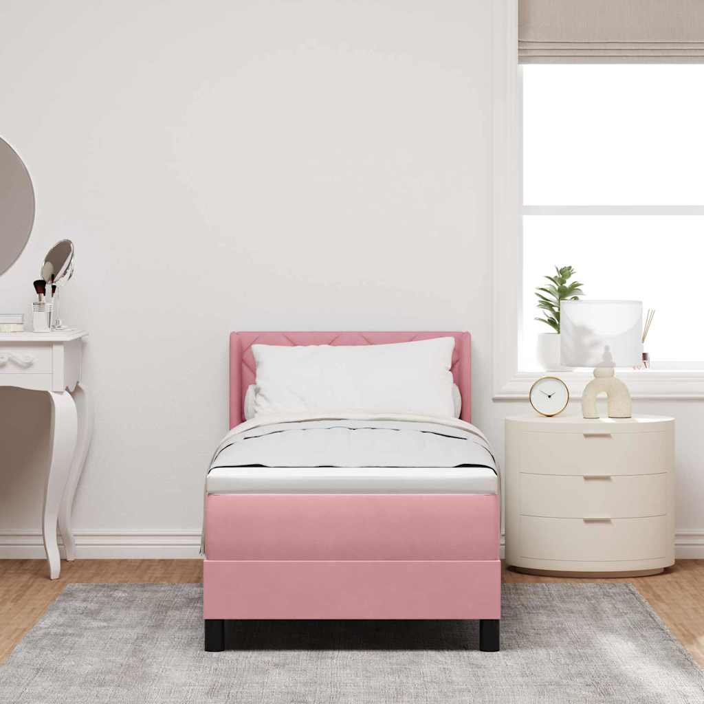 Box spring seng med hovedgærde Lyserød 200 x 80 cm Fløjl
