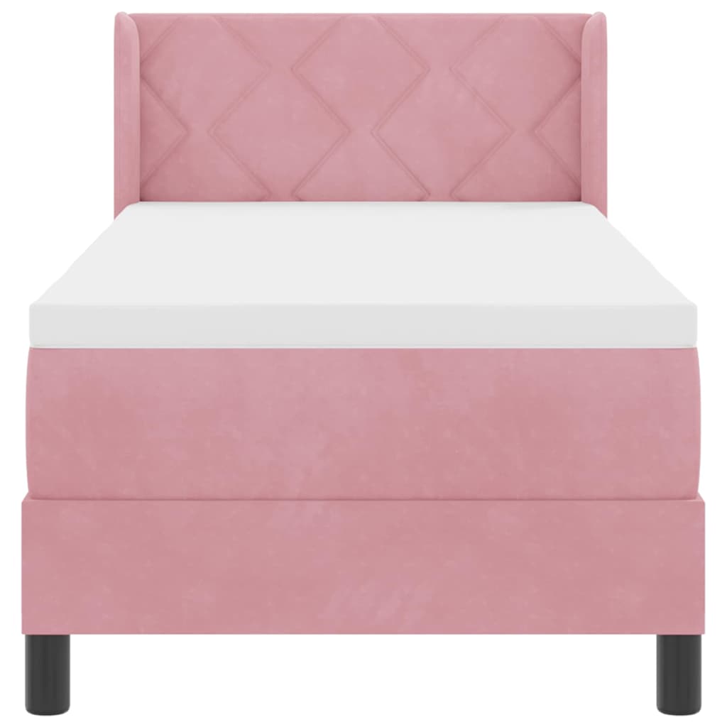Box spring seng med hovedgærde Lyserød 200 x 80 cm Fløjl