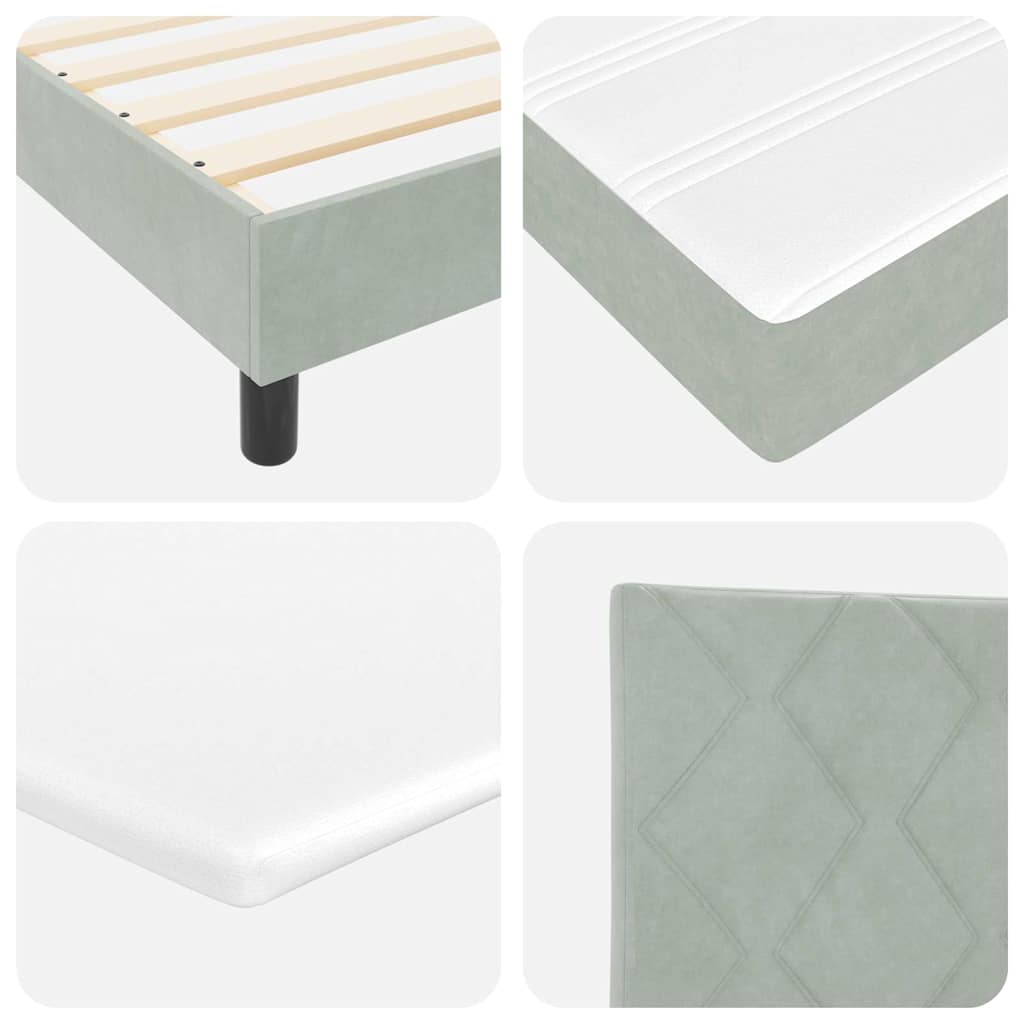 Box spring seng med hovedgærde Lysegrå 190 x 90 cm Fløjl