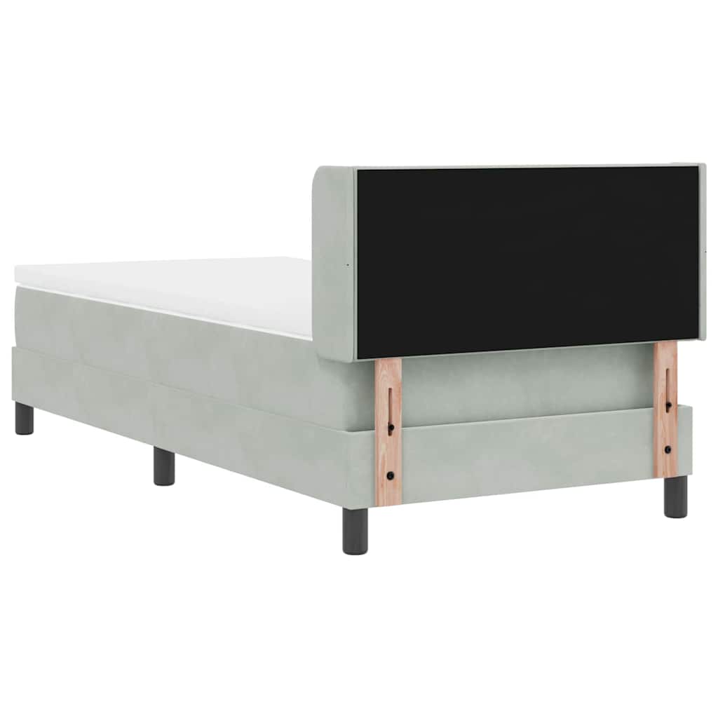 Box spring seng med hovedgærde Lysegrå 190 x 90 cm Fløjl