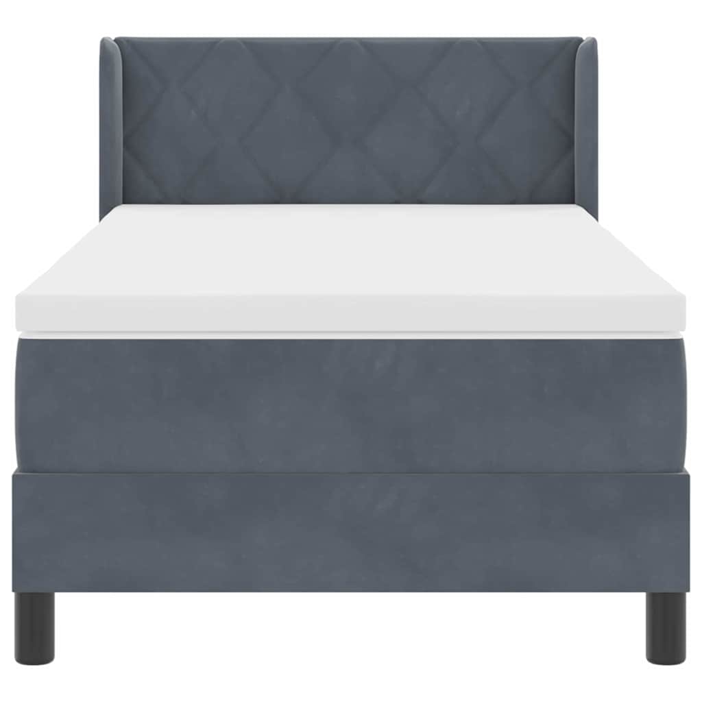 Box spring seng med hovedgærde Mørkegrå 190 x 90 cm Fløjl