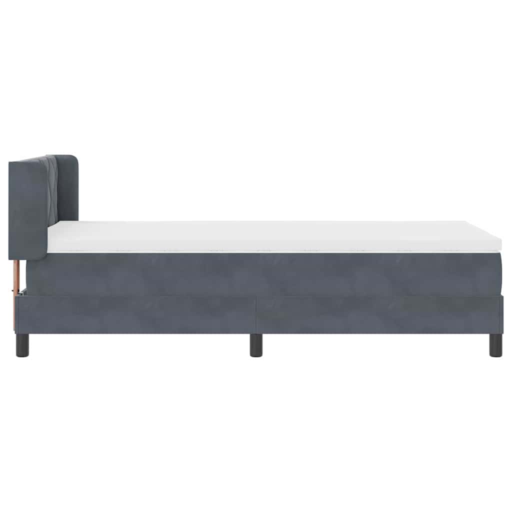 Box spring seng med hovedgærde Mørkegrå 190 x 90 cm Fløjl
