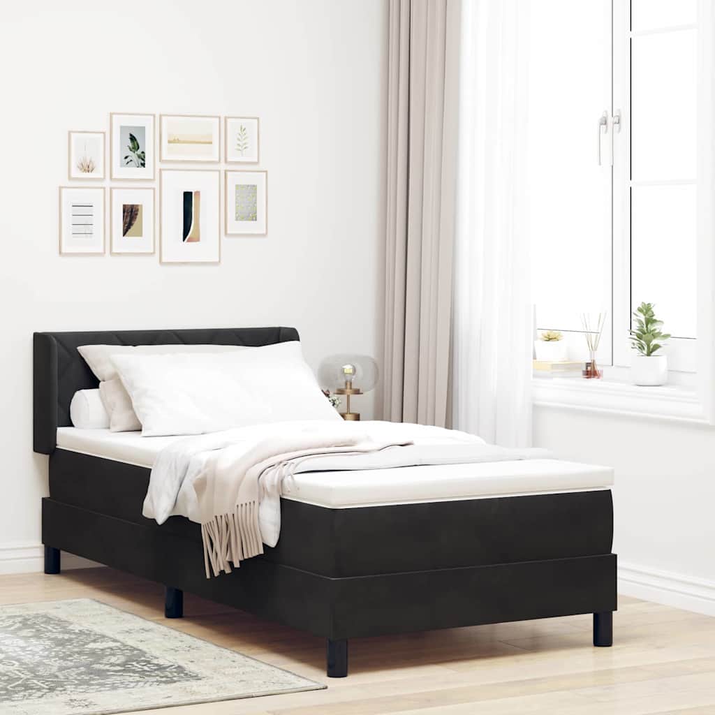 Box spring seng med hovedgærde Sort 190 x 90 cm Fløjl