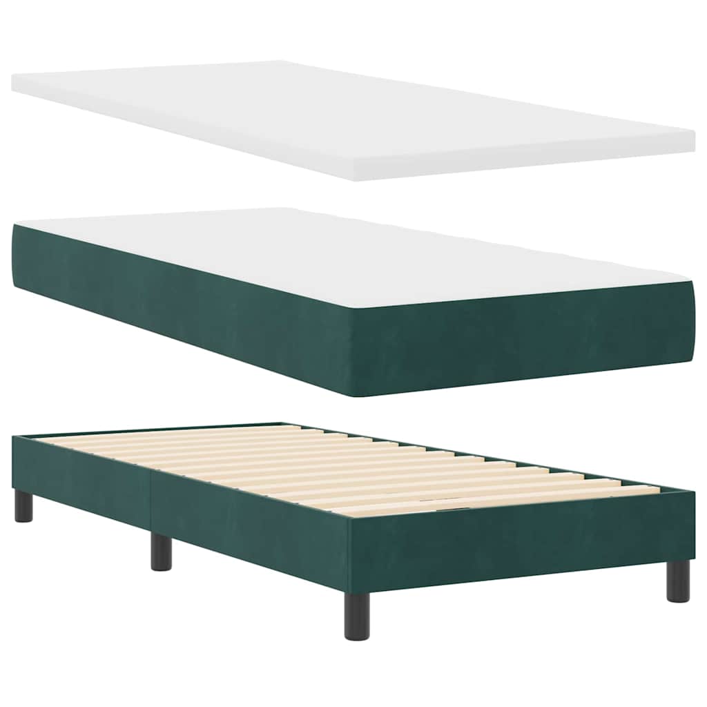 Box spring seng med hovedgærde Mørkegrøn 190 x 90 cm Fløjl