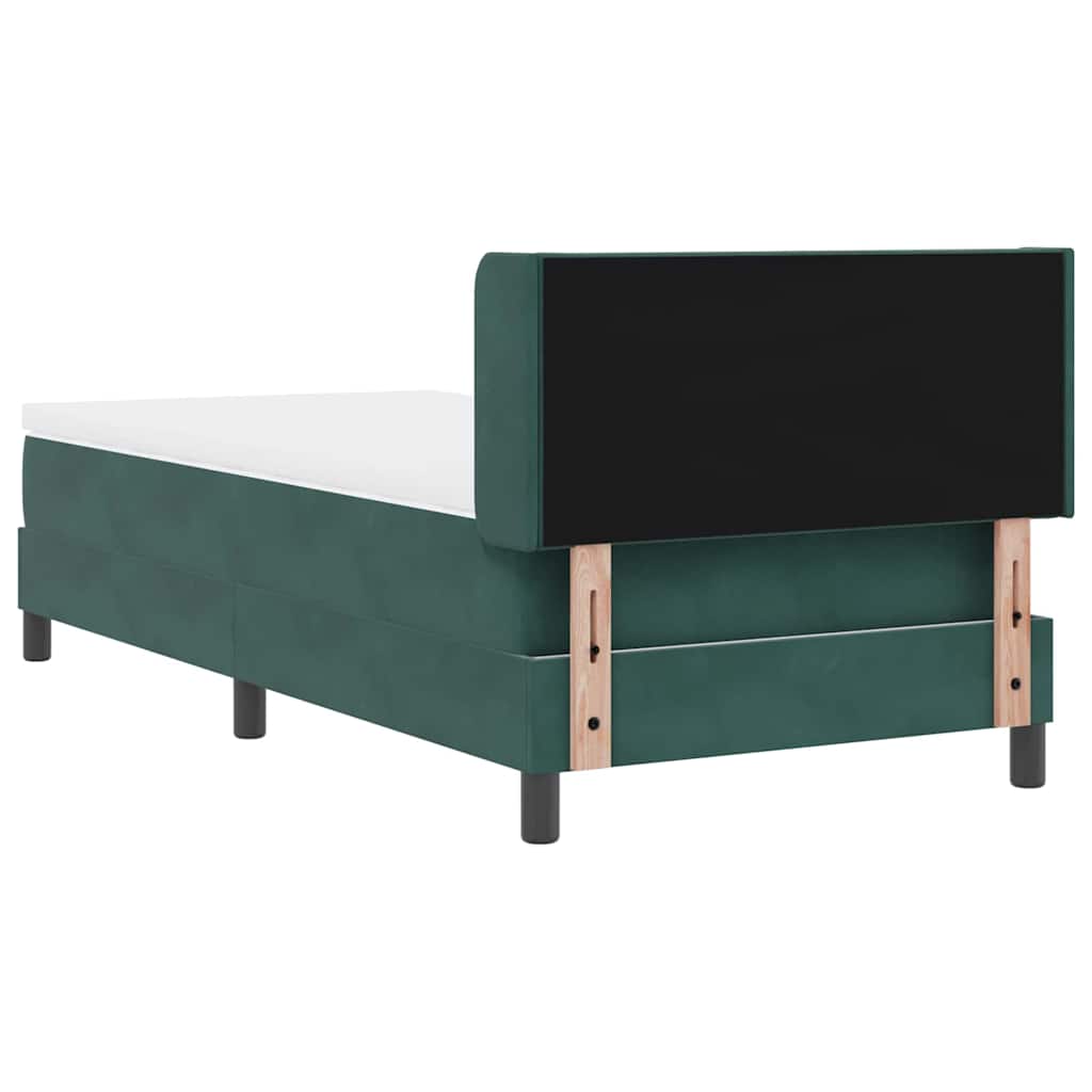 Box spring seng med hovedgærde Mørkegrøn 190 x 90 cm Fløjl