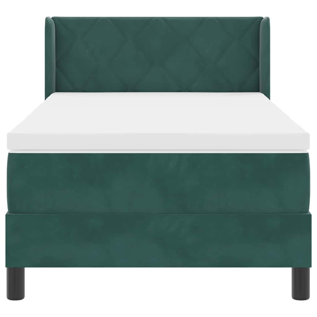 Box spring seng med hovedgærde Mørkegrøn 190 x 90 cm Fløjl
