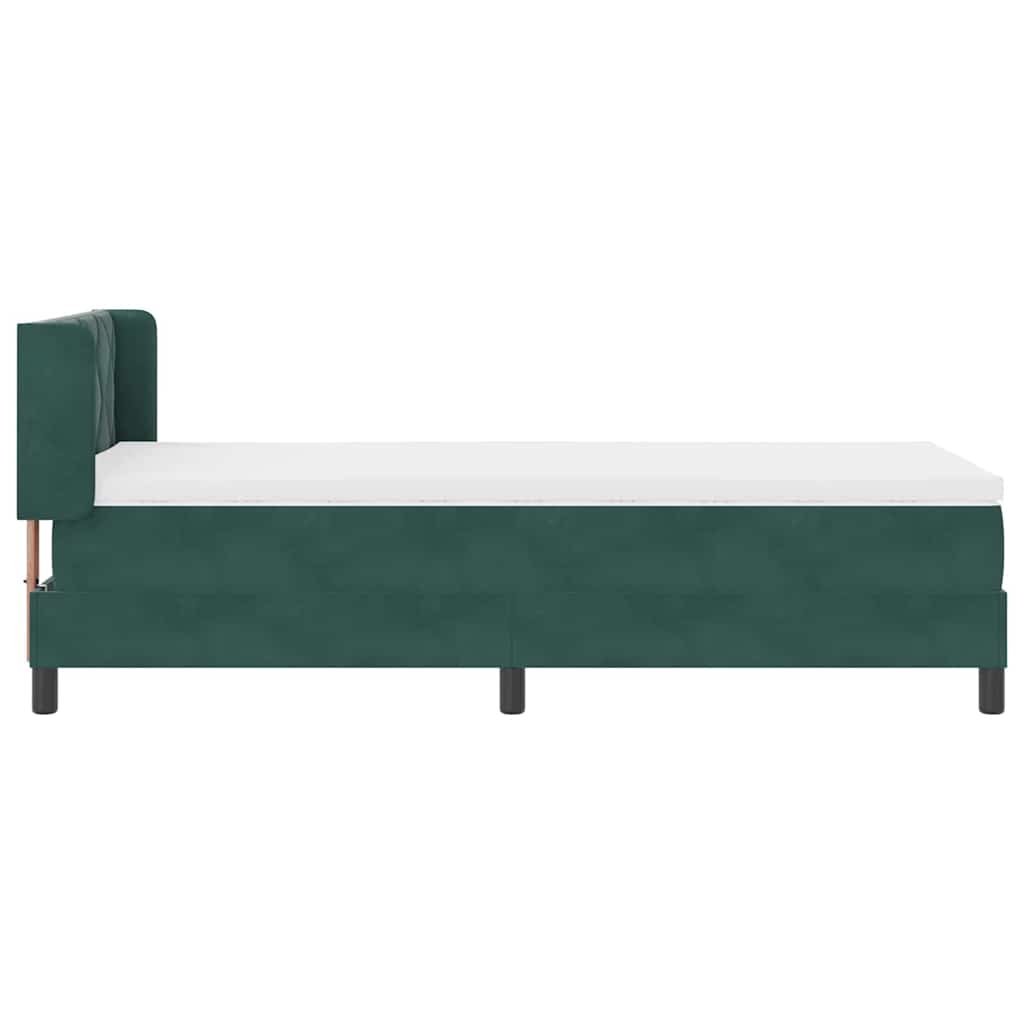 Box spring seng med hovedgærde Mørkegrøn 190 x 90 cm Fløjl