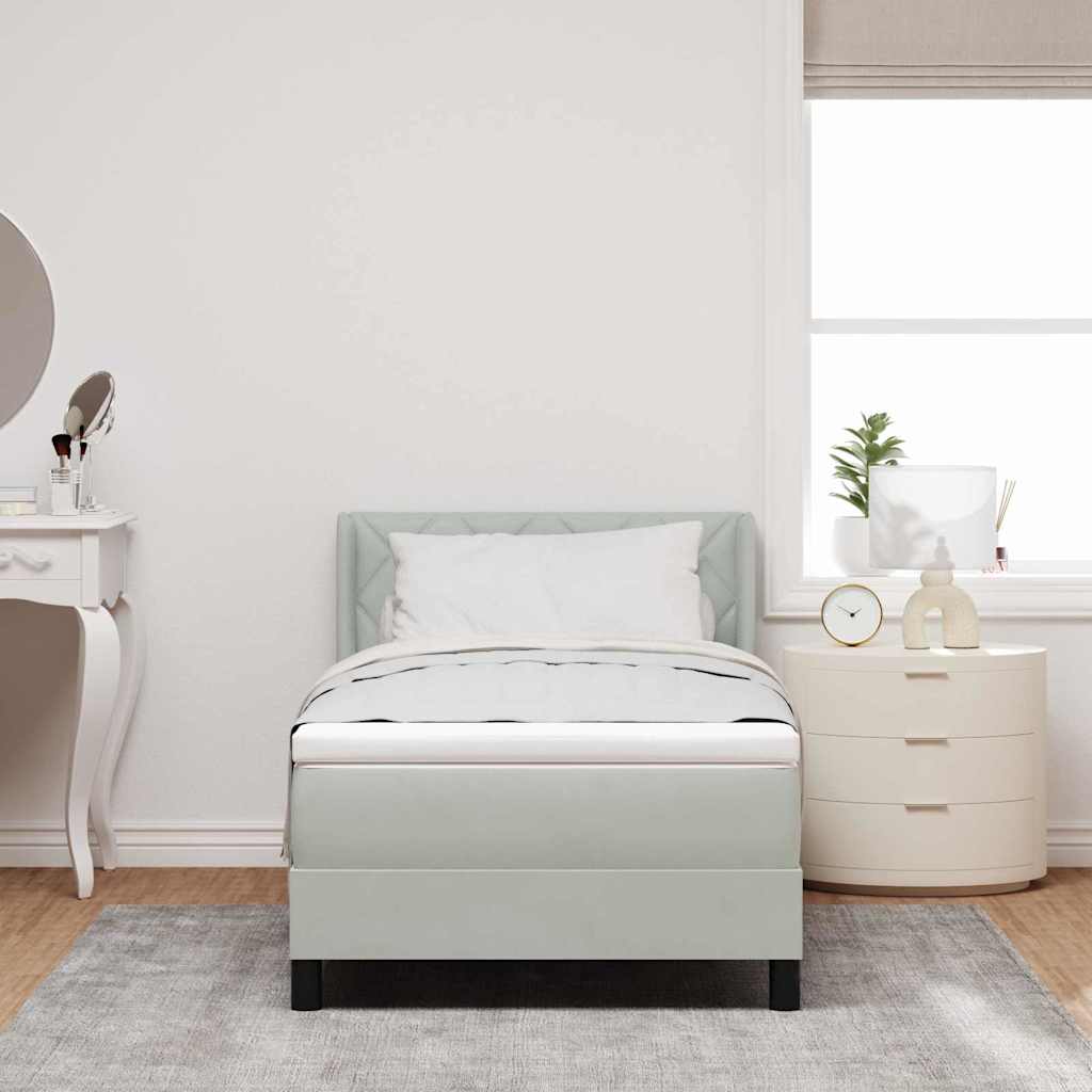 Box spring seng med hovedgærde Lysegrå 200 x 90 cm Fløjl