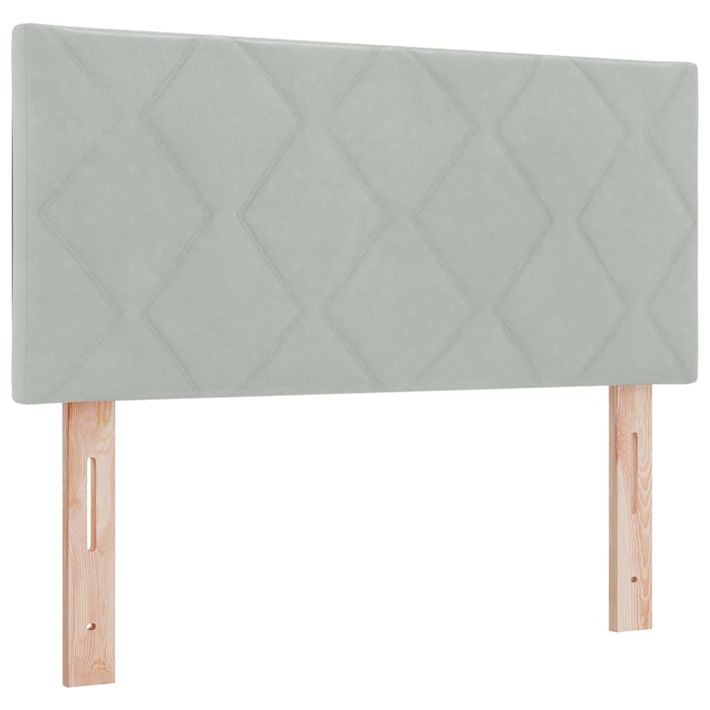 Box spring seng med hovedgærde Lysegrå 200 x 90 cm Fløjl