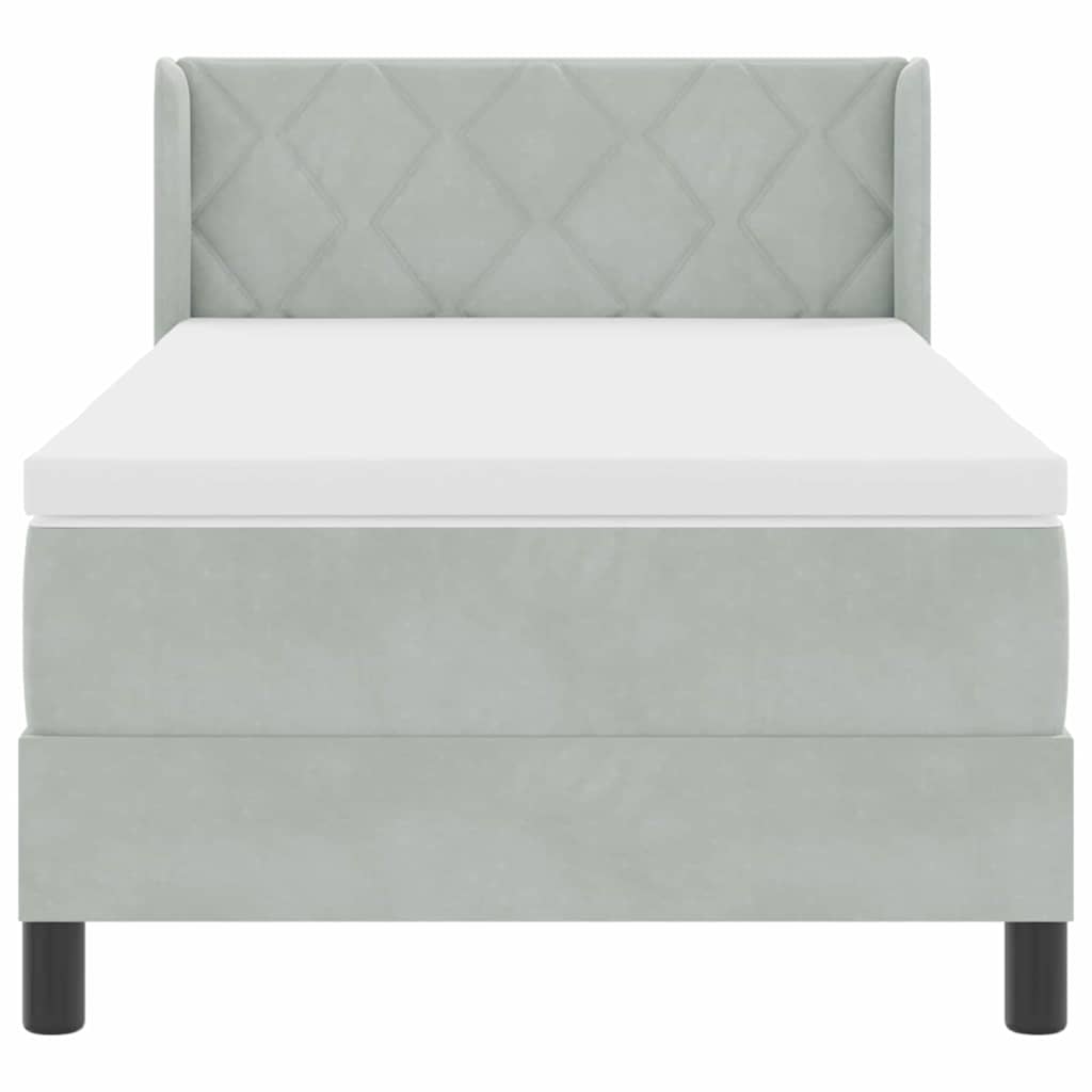 Box spring seng med hovedgærde Lysegrå 200 x 90 cm Fløjl