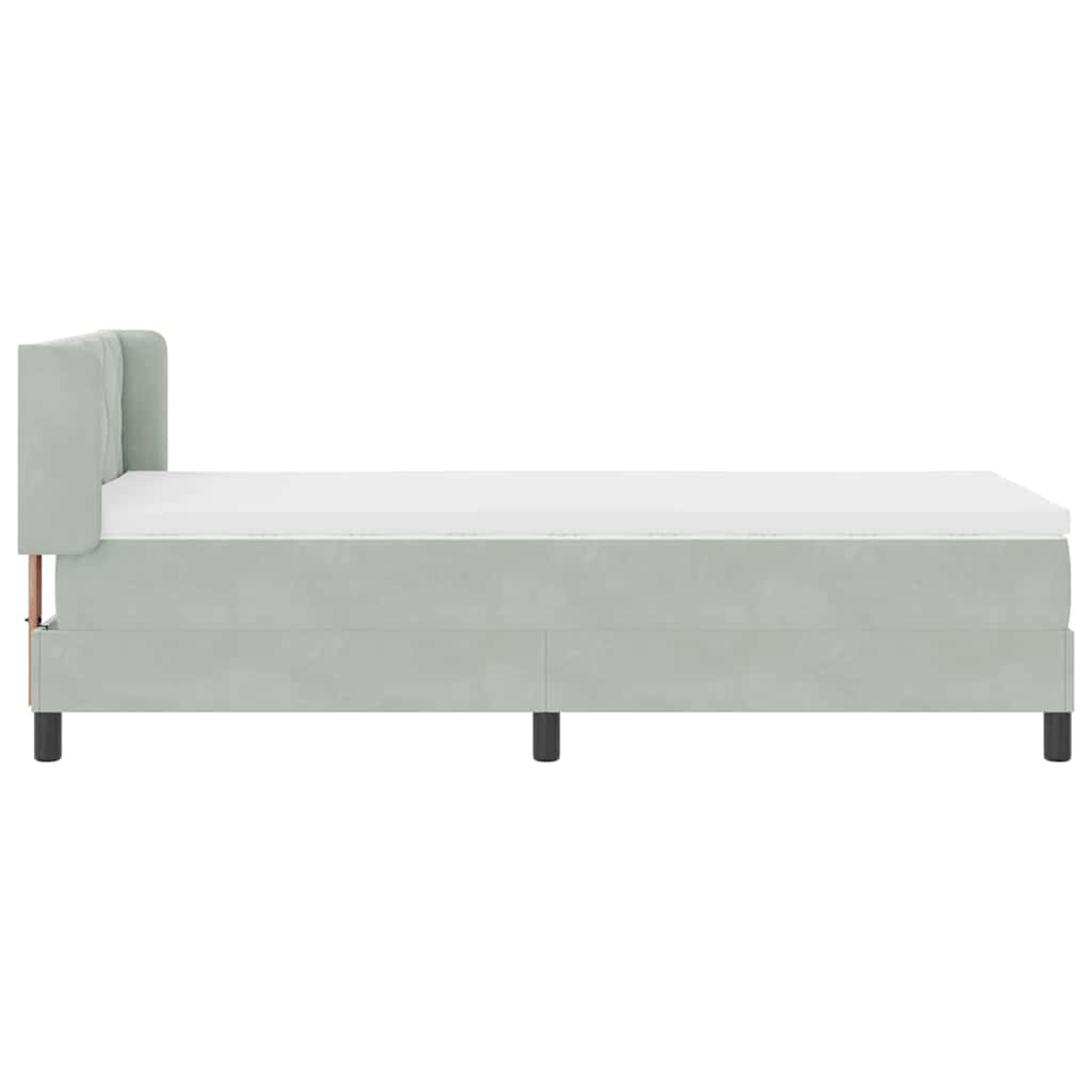 Box spring seng med hovedgærde Lysegrå 200 x 90 cm Fløjl