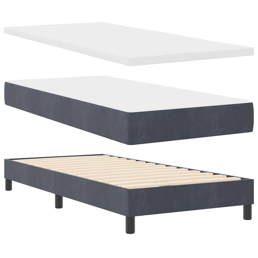 Box spring seng med hovedgærde Mørkegrå 200 x 90 cm Fløjl