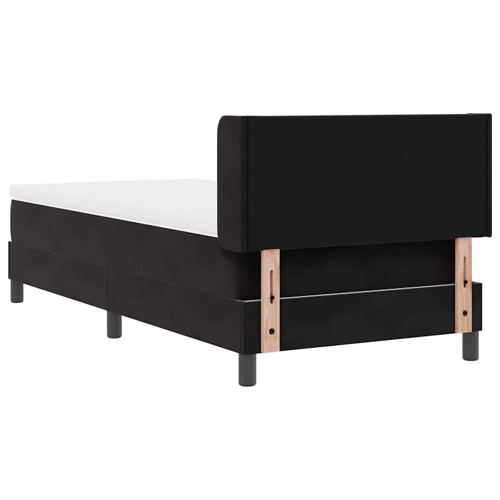 Box spring seng med hovedgærde Sort 200 x 90 cm Fløjl