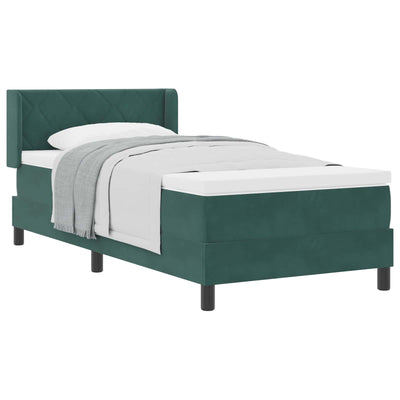 Box spring seng med hovedgærde Mørkegrøn 200 x 90 cm Fløjl
