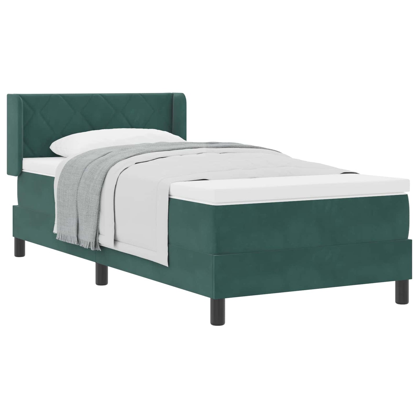 Box spring seng med hovedgærde Mørkegrøn 200 x 90 cm Fløjl