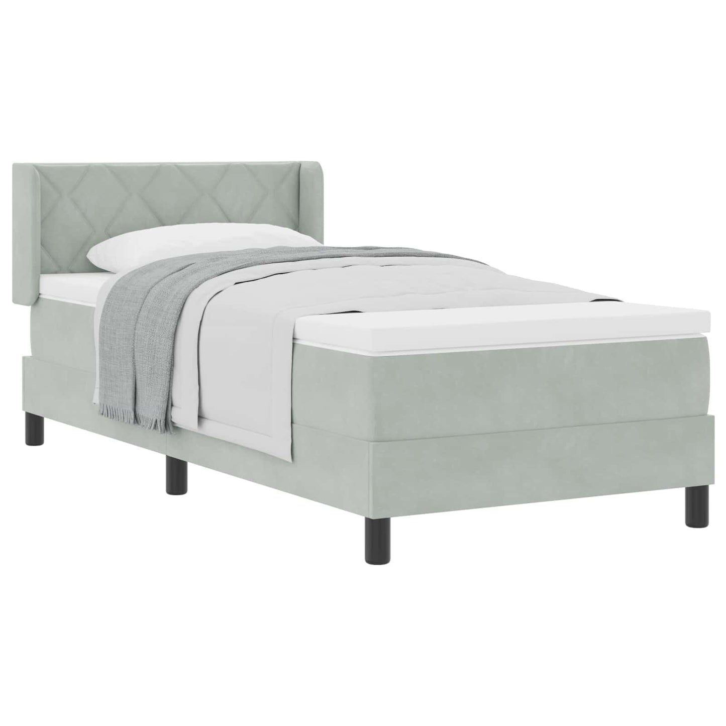 Box spring seng med hovedgærde Lysegrå 200 x 100 cm Fløjl