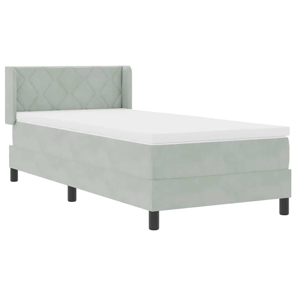 Box spring seng med hovedgærde Lysegrå 200 x 100 cm Fløjl
