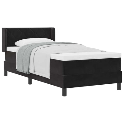 Box spring seng med hovedgærde Sort 200 x 100 cm Fløjl