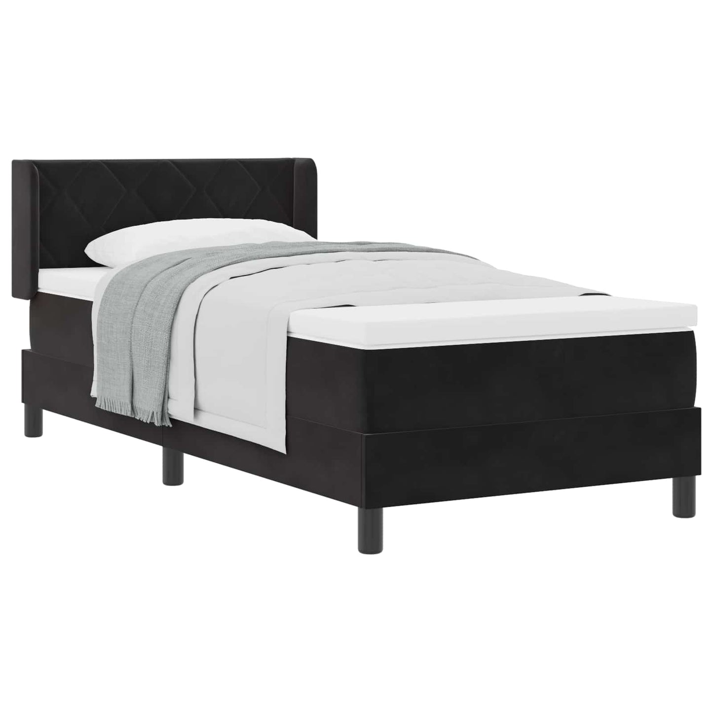 Box spring seng med hovedgærde Sort 200 x 100 cm Fløjl