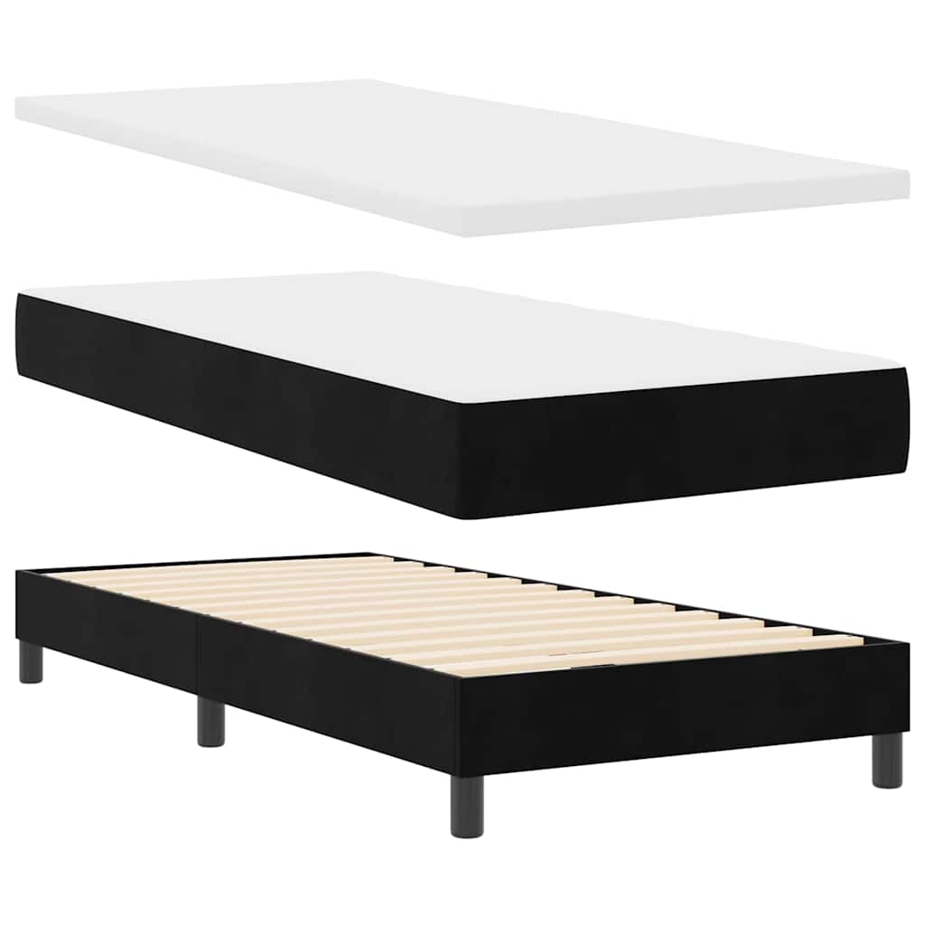 Box spring seng med hovedgærde Sort 200 x 100 cm Fløjl