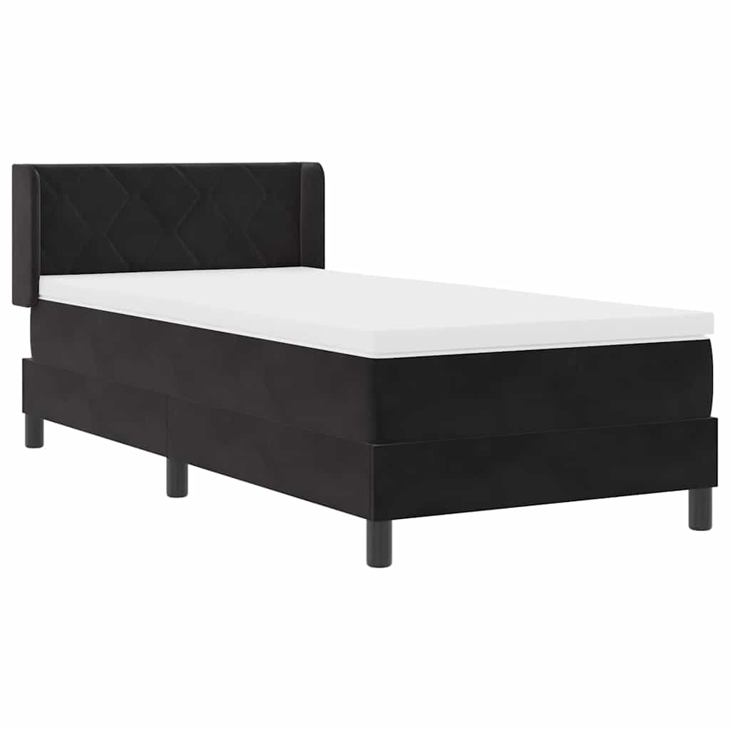 Box spring seng med hovedgærde Sort 200 x 100 cm Fløjl