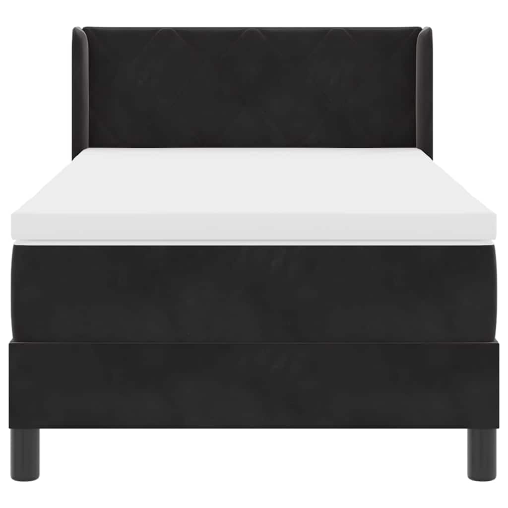Box spring seng med hovedgærde Sort 200 x 100 cm Fløjl