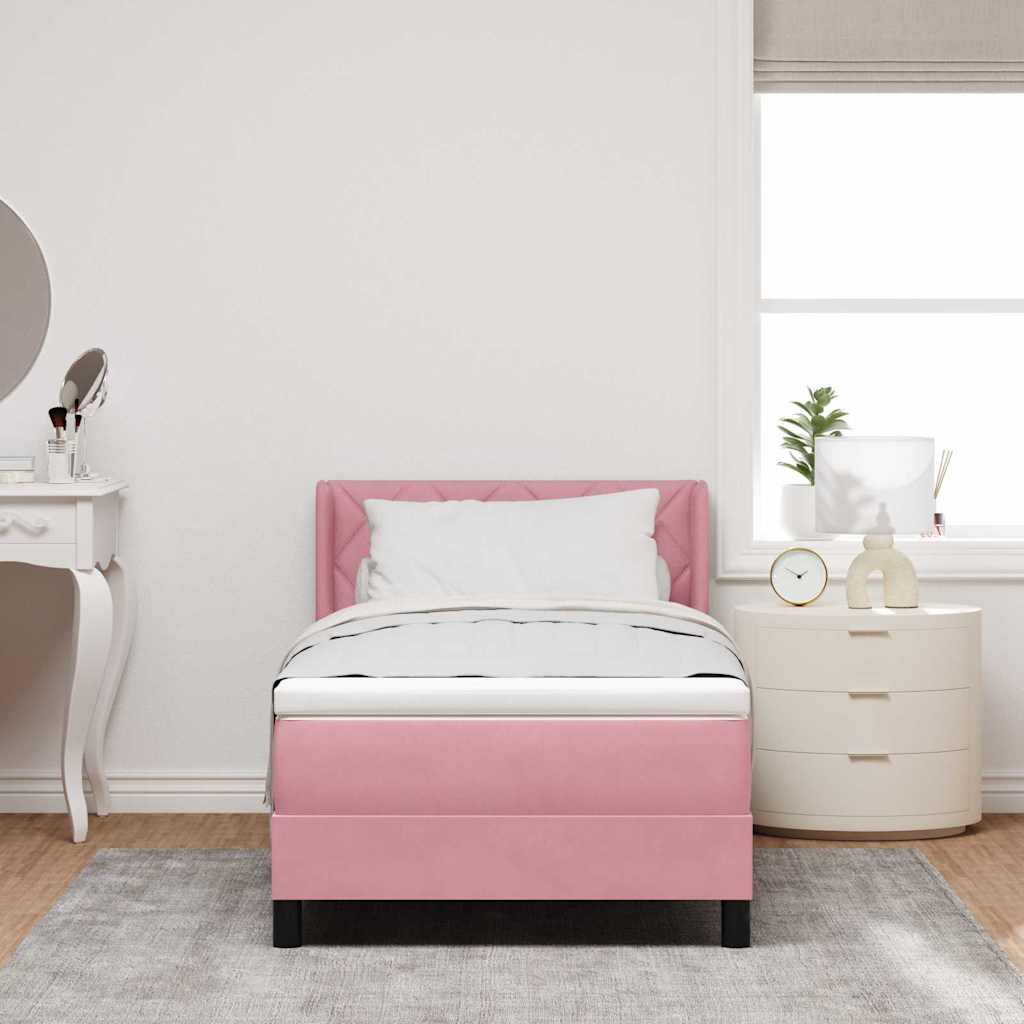 Box spring seng med hovedgærde Lyserød 200 x 100 cm Fløjl