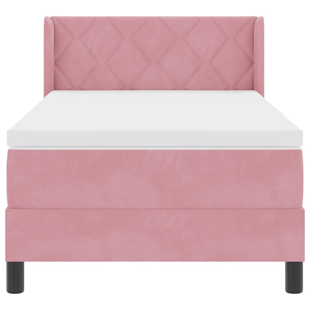 Box spring seng med hovedgærde Lyserød 200 x 100 cm Fløjl