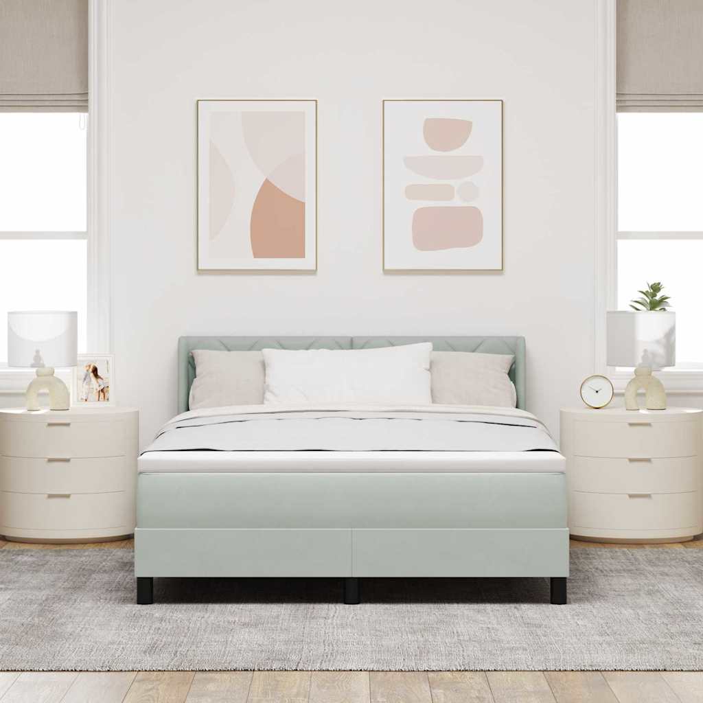 Box spring seng med hovedgærde Lysegrå 190 x 140 cm Fløjl