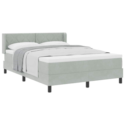 Box spring seng med hovedgærde Lysegrå 190 x 140 cm Fløjl