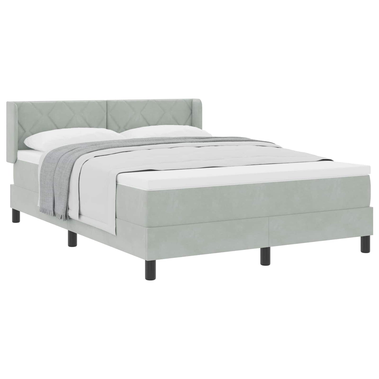 Box spring seng med hovedgærde Lysegrå 190 x 140 cm Fløjl