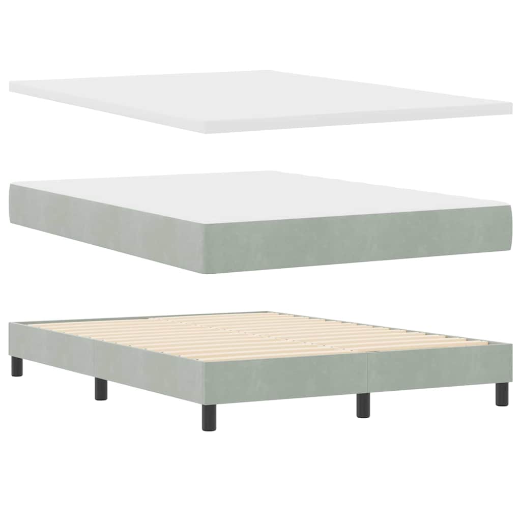 Box spring seng med hovedgærde Lysegrå 190 x 140 cm Fløjl