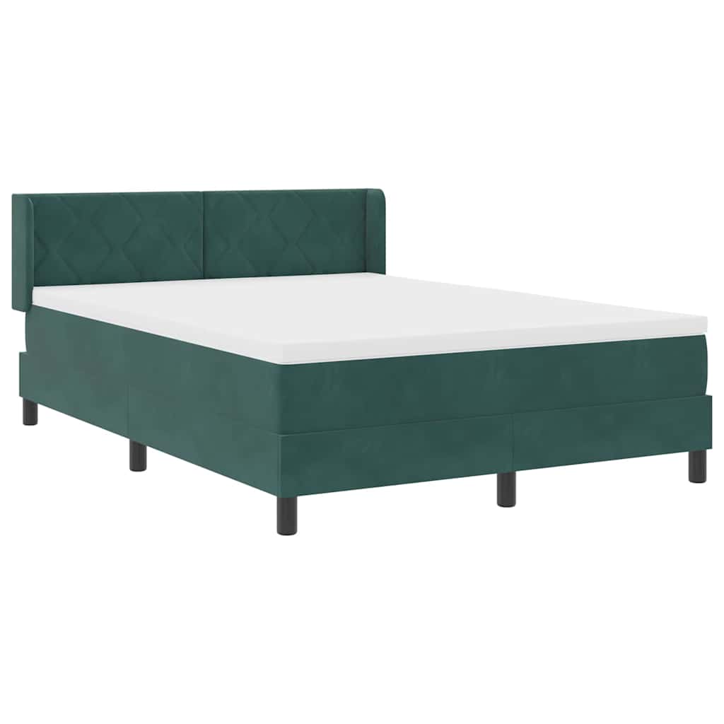 Box spring seng med hovedgærde Mørkegrøn 190 x 140 cm Fløjl