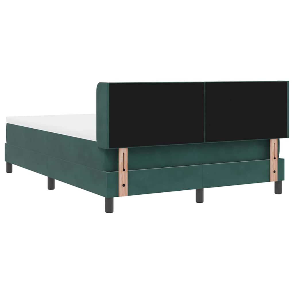 Box spring seng med hovedgærde Mørkegrøn 190 x 140 cm Fløjl
