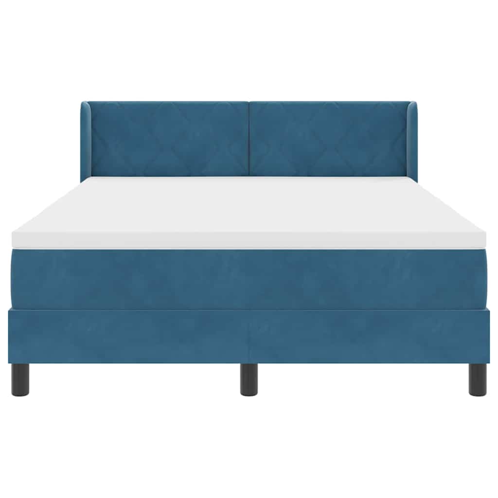 Box spring seng med hovedgærde Mørk blå 190 x 140 cm Fløjl