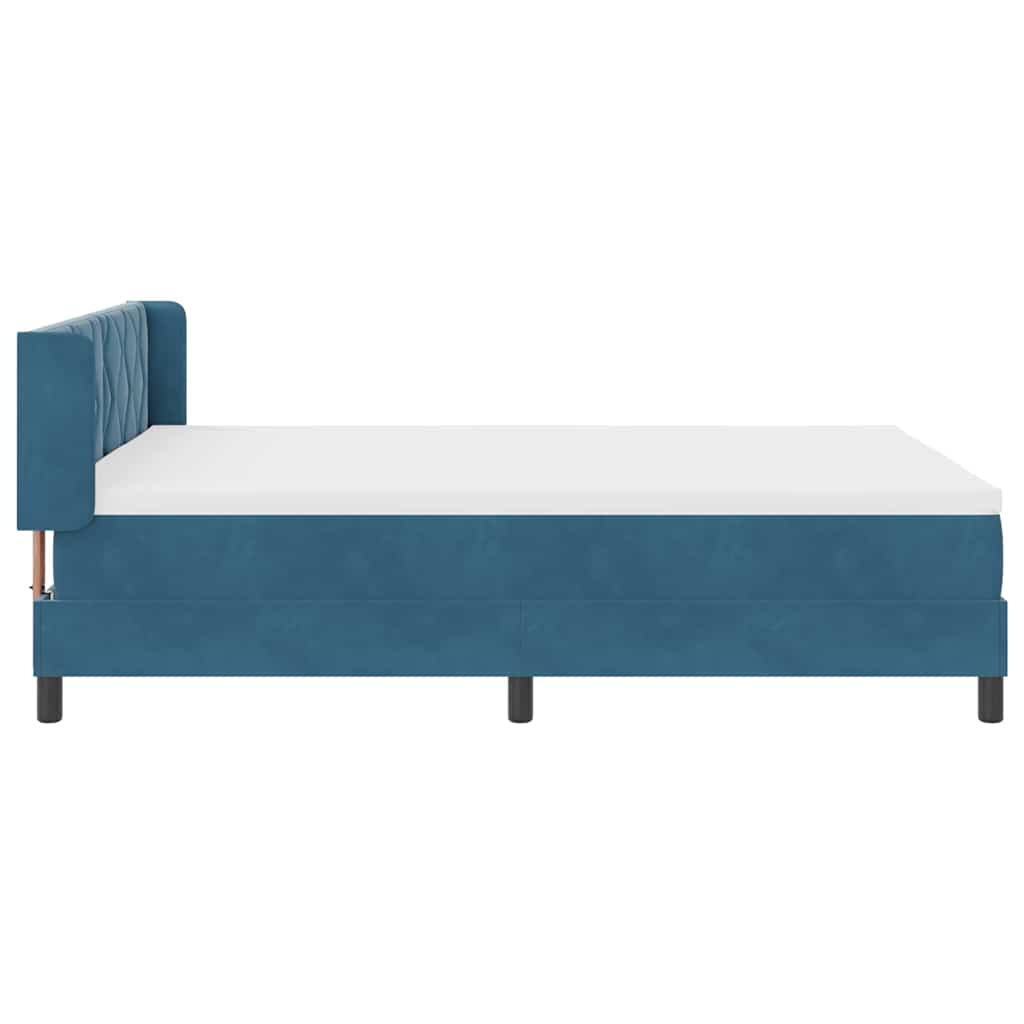 Box spring seng med hovedgærde Mørk blå 190 x 140 cm Fløjl