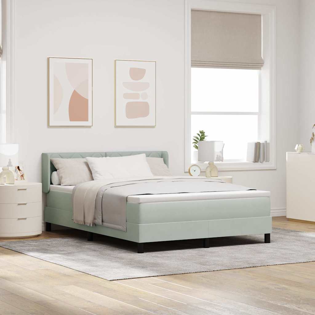 Box spring seng med hovedgærde Lysegrå 200 x 140 cm Fløjl