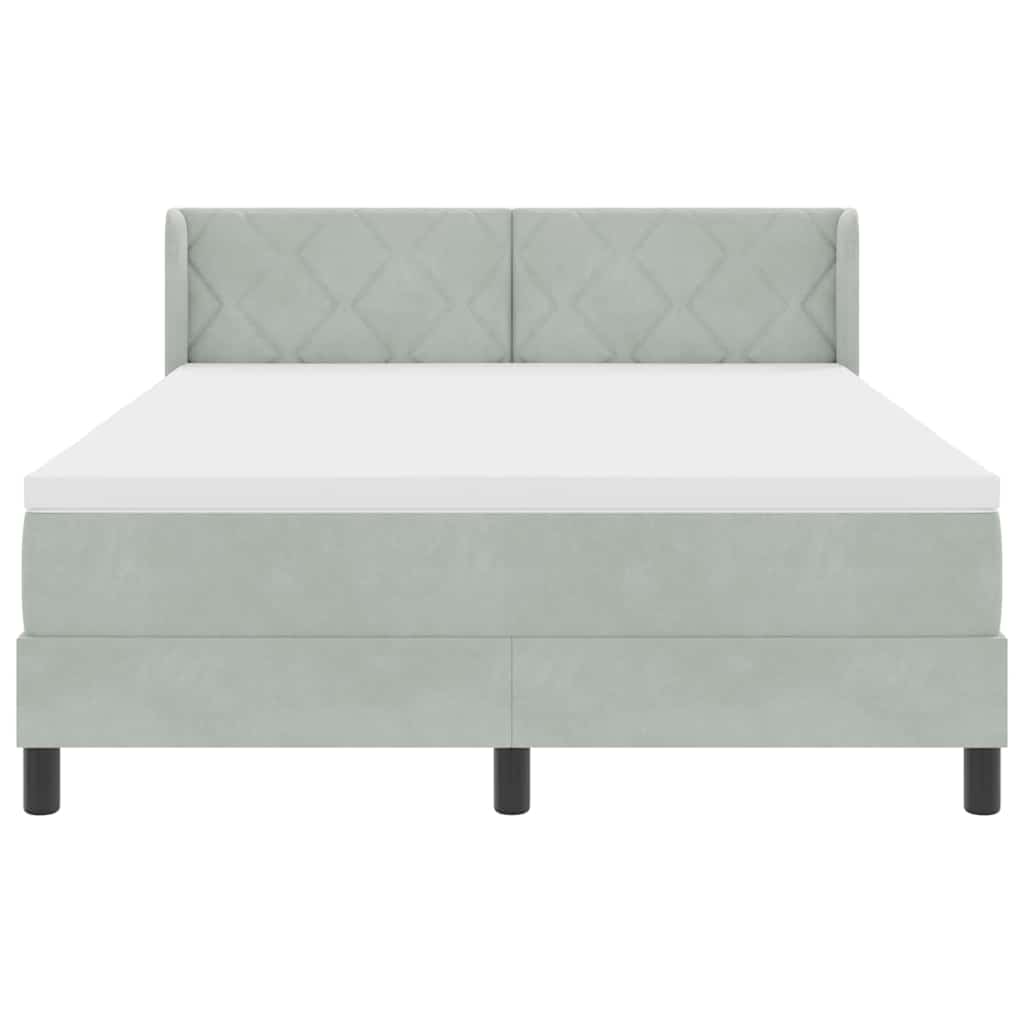 Box spring seng med hovedgærde Lysegrå 200 x 140 cm Fløjl
