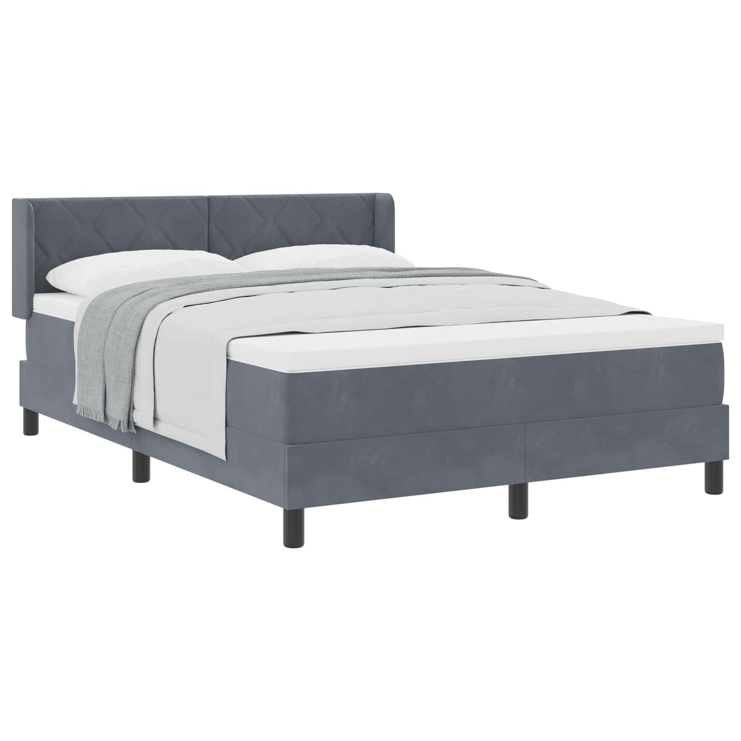 Box spring seng med hovedgærde Mørkegrå 200 x 140 cm Fløjl