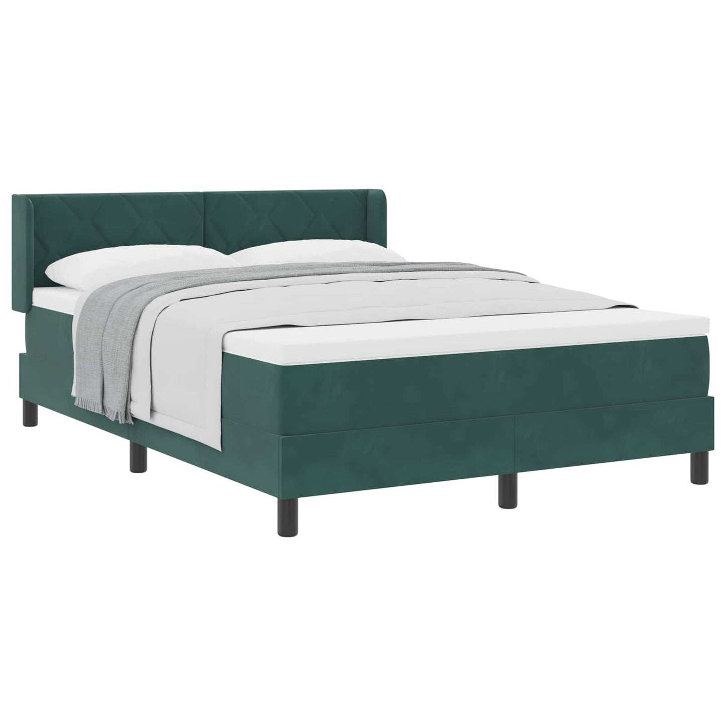 Box spring seng med hovedgærde Mørkegrøn 200 x 140 cm Fløjl