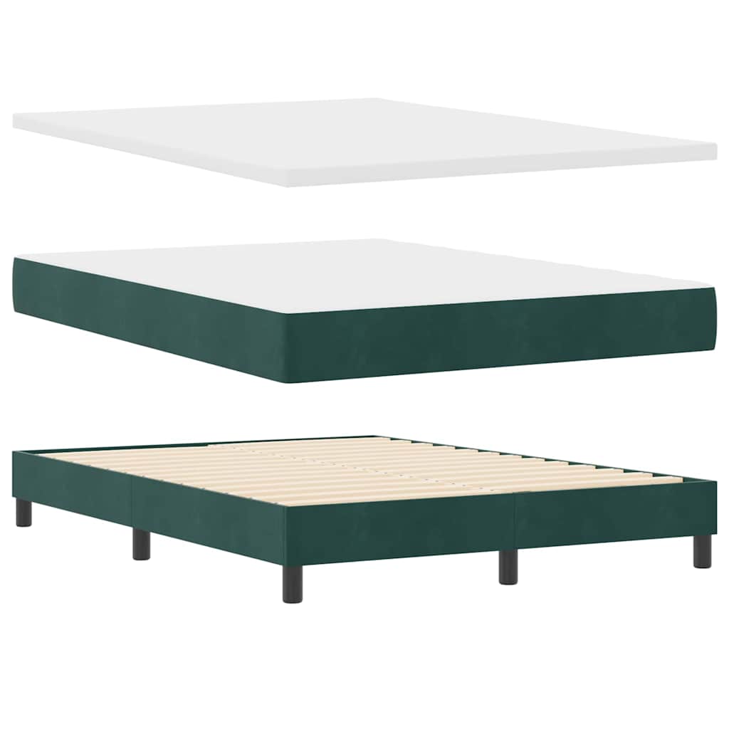 Box spring seng med hovedgærde Mørkegrøn 200 x 140 cm Fløjl