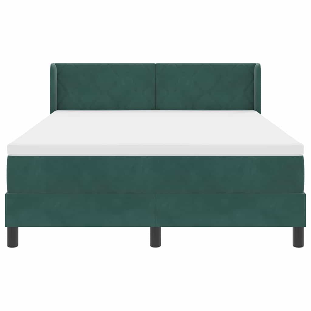 Box spring seng med hovedgærde Mørkegrøn 200 x 140 cm Fløjl