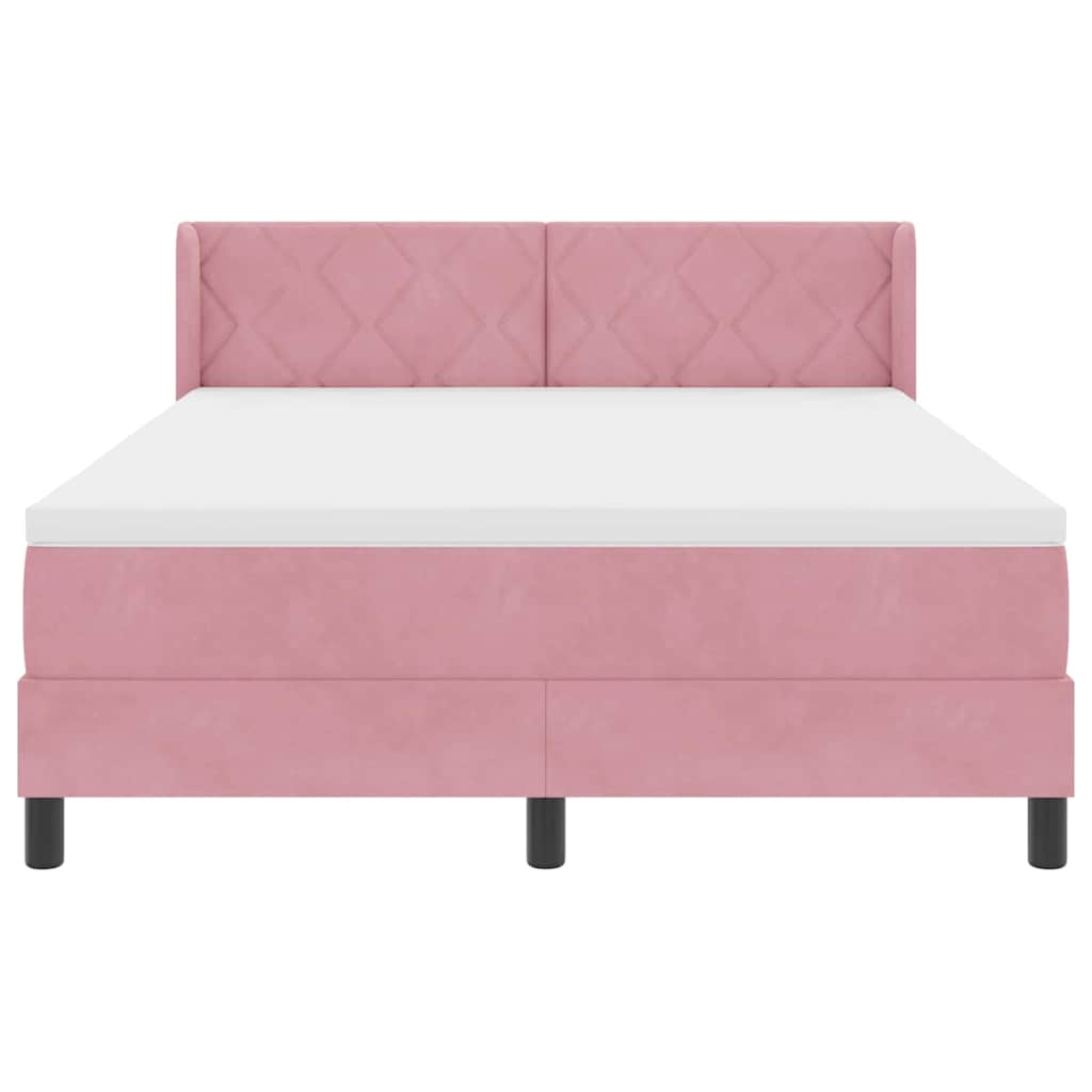 Box spring seng med hovedgærde Lyserød 200 x 140 cm Fløjl