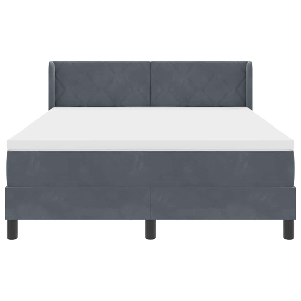 Box spring seng med hovedgærde Mørkegrå 200 x 160 cm Fløjl