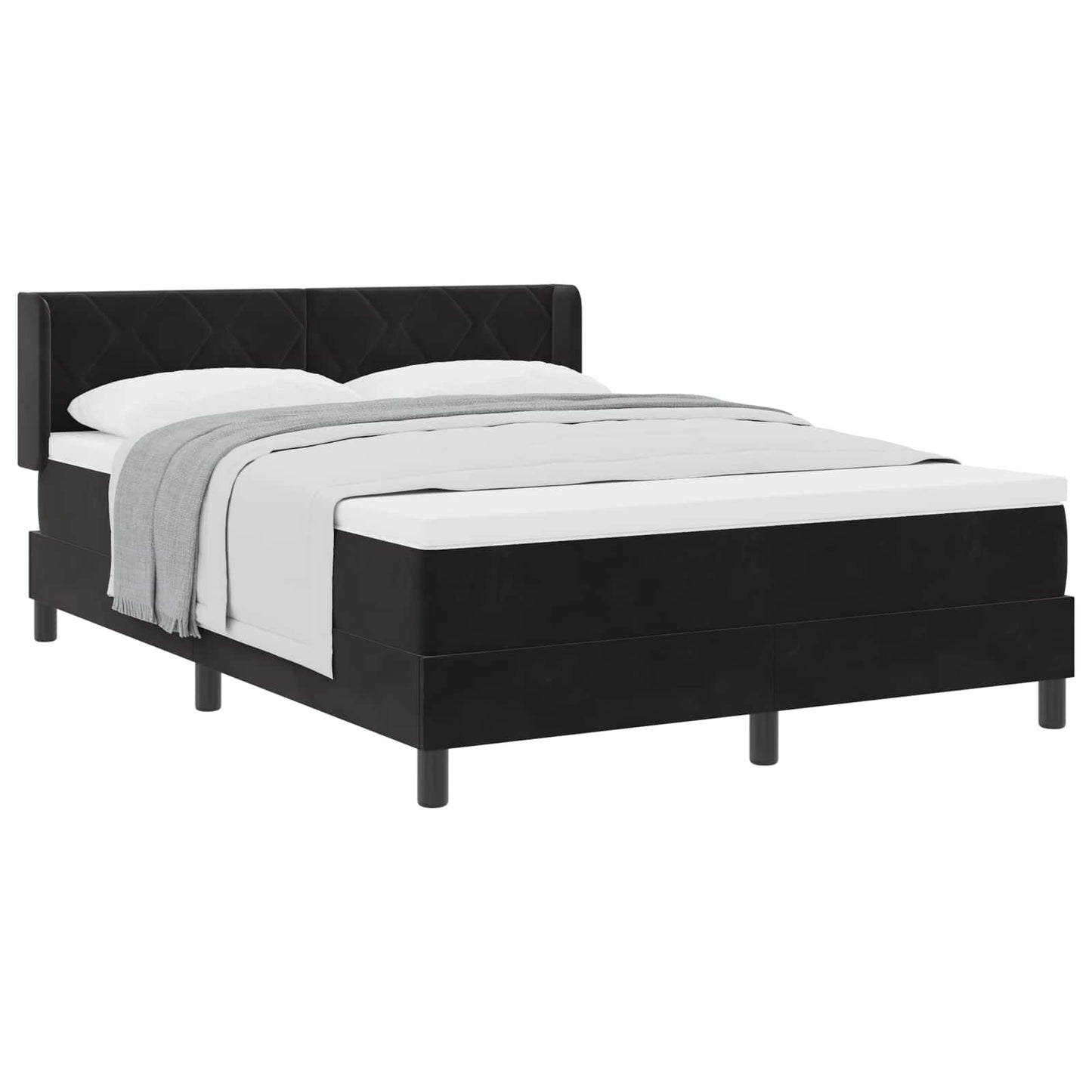 Box spring seng med hovedgærde Sort 200 x 160 cm Fløjl