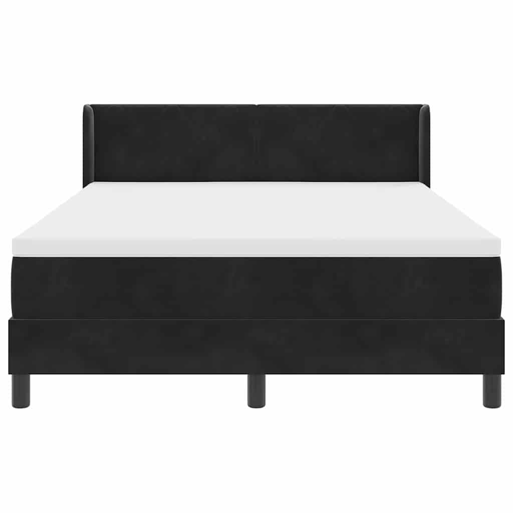 Box spring seng med hovedgærde Sort 200 x 160 cm Fløjl