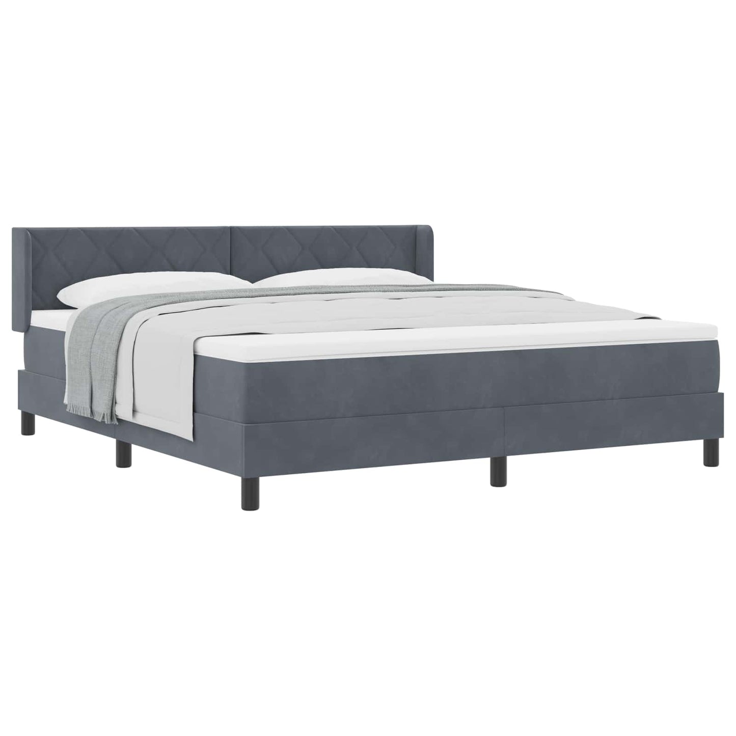 Box spring seng med hovedgærde Mørkegrå 200 x 180 cm Fløjl
