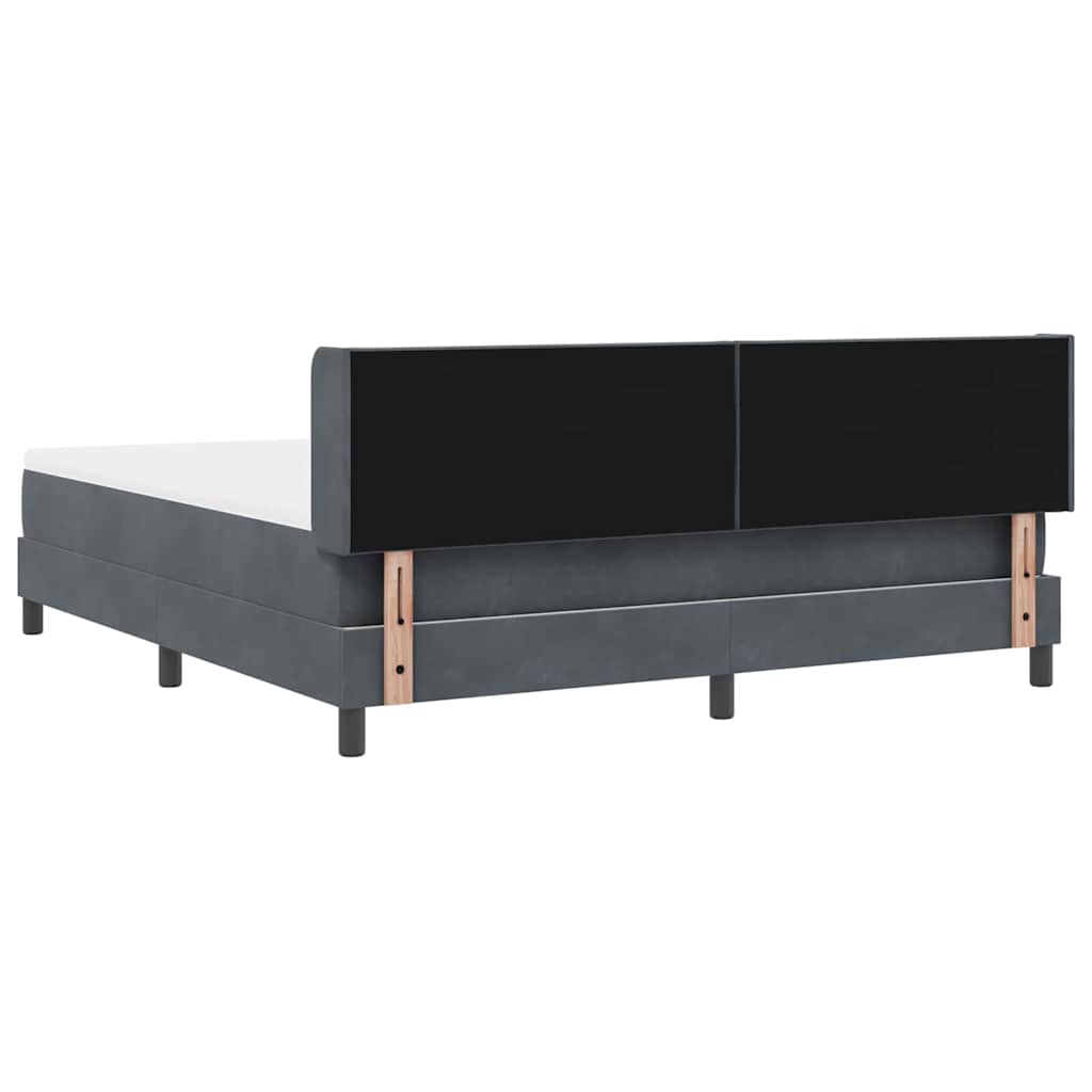 Box spring seng med hovedgærde Mørkegrå 200 x 180 cm Fløjl