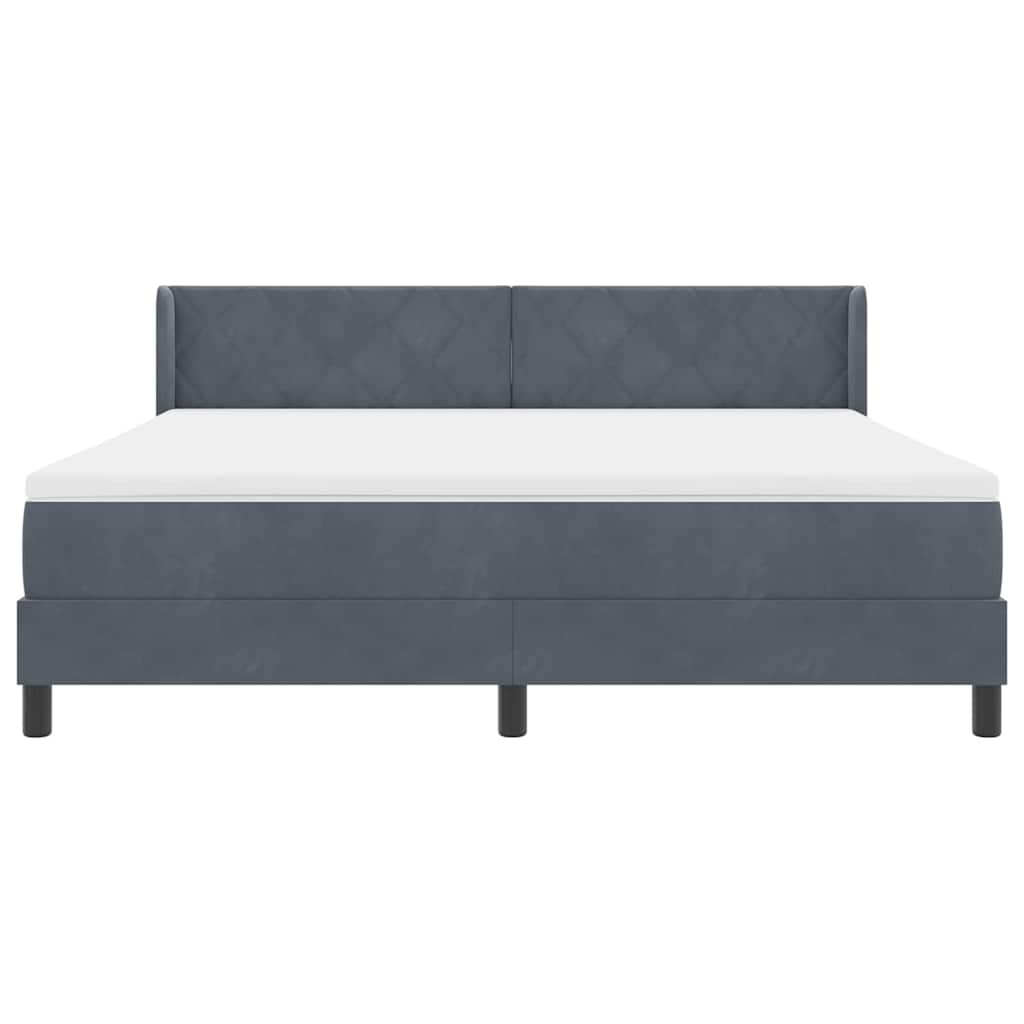Box spring seng med hovedgærde Mørkegrå 200 x 180 cm Fløjl