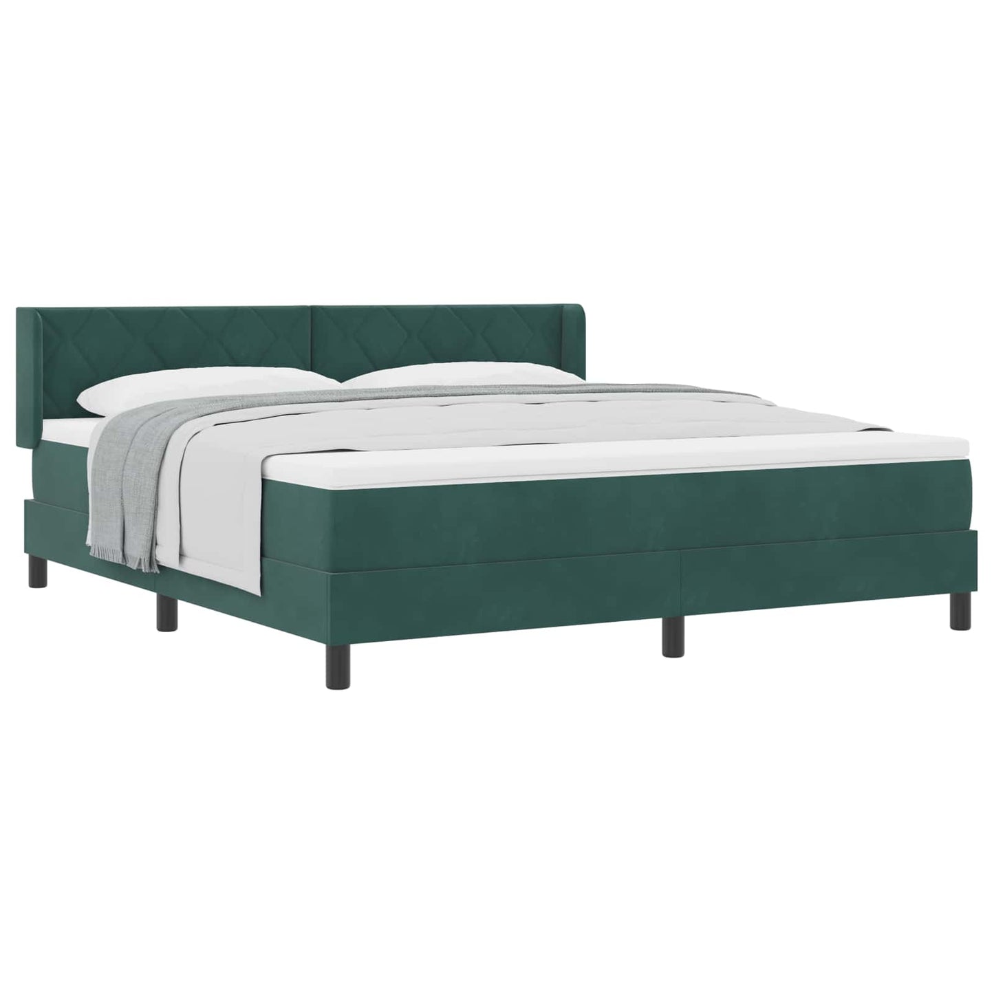 Box spring seng med hovedgærde Mørkegrøn 200 x 180 cm Fløjl